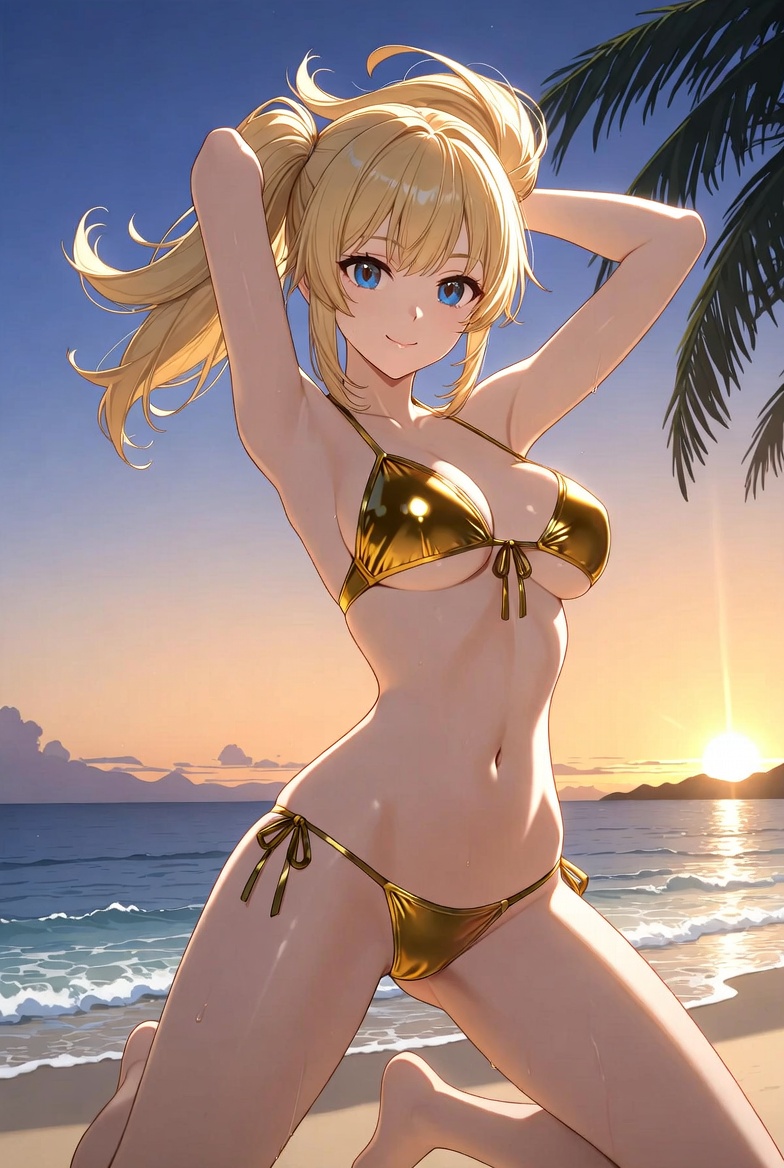 Gold Bikini on the Beach